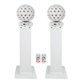 2x Kam Stratosphere Ghost White Revolving Mirrorball LED Effect Light inc Podium Stands White